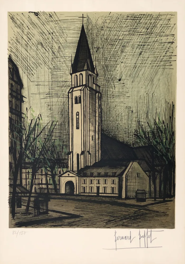 Литография Buffet - Place Saint-Germain-Des-Pres