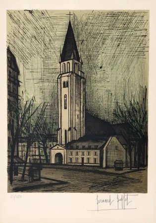 Литография Buffet - Place Saint-Germain-Des-Pres