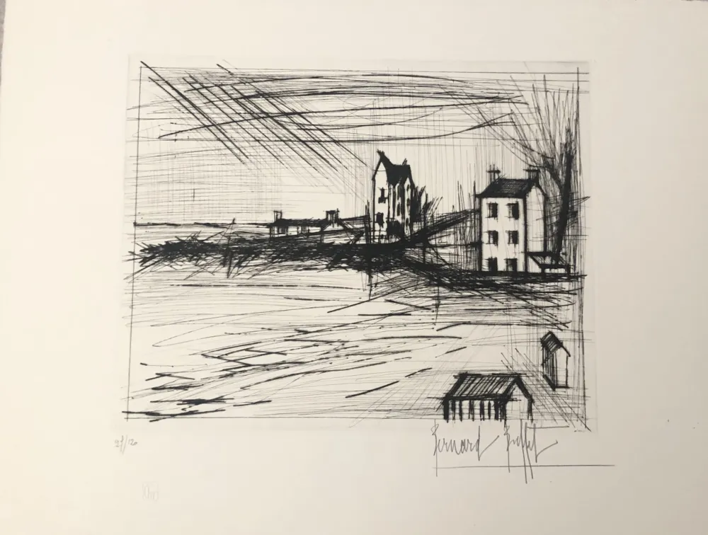 Гравюра Сухой Иглой Buffet - Plage bretonne 