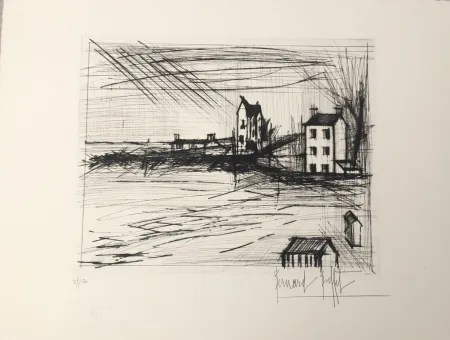 Гравюра Сухой Иглой Buffet - Plage bretonne 