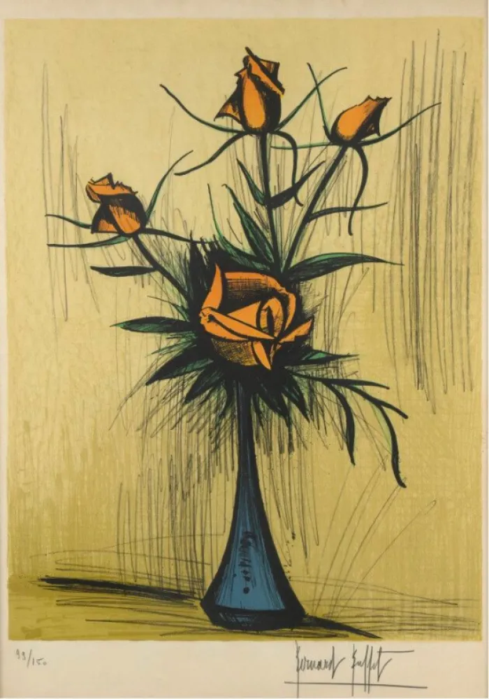 Нет Никаких Технических Buffet - Roses dans un vase bleu. 1979. 
