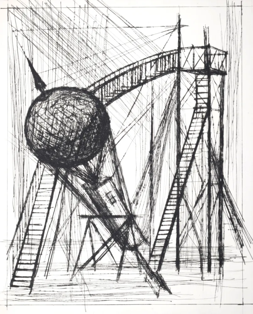 Гравюра Сухой Иглой Buffet - Voyages fantastiques de Cyrano de Bergerac, 1958