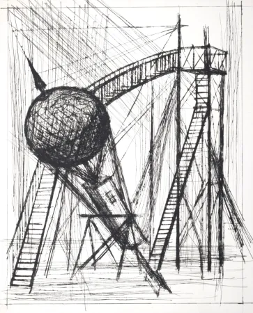 Гравюра Сухой Иглой Buffet - Voyages fantastiques de Cyrano de Bergerac, 1958