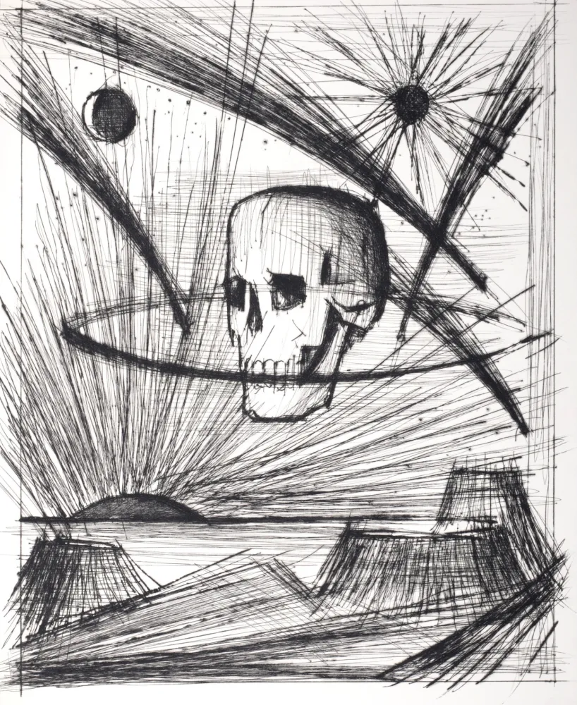 Гравюра Сухой Иглой Buffet - Voyages fantastiques de Cyrano de Bergerac, 1958