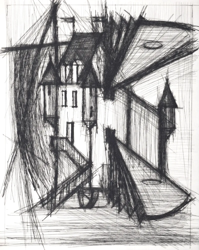 Гравюра Сухой Иглой Buffet - Voyages fantastiques de Cyrano de Bergerac, 1958