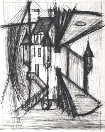 Гравюра Сухой Иглой Buffet - Voyages fantastiques de Cyrano de Bergerac, 1958