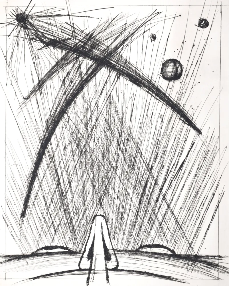 Гравюра Сухой Иглой Buffet - Voyages fantastiques de Cyrano de Bergerac, 1958