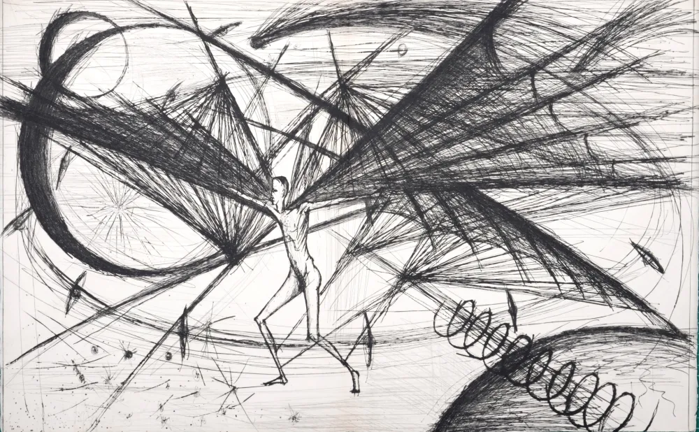 Гравюра Сухой Иглой Buffet - Voyages fantastiques de Cyrano de Bergerac, 1958