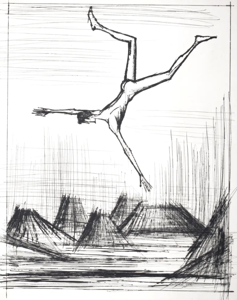 Гравюра Сухой Иглой Buffet - Voyages fantastiques de Cyrano de Bergerac, 1958