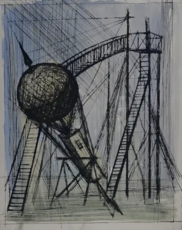 Гравюра Buffet - Voyages fantastiques de Cyrano de Bergerac, 1958