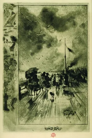 Офорт Buhot - Une Jeteé en Angleterre