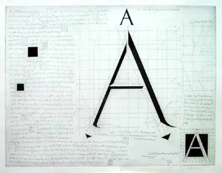 Гравюра Bunz - Buchstabe A / The Letter A