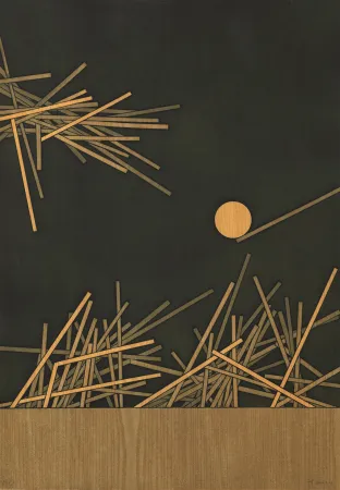 Гравюра Bury - Deux groupes de barres vers la droite et un disque