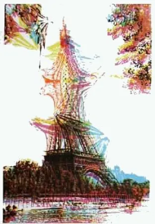 Литография Bury - Quatre tours Eiffel superposées