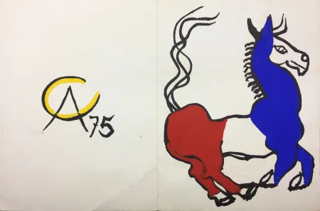 Нет Никаких Технических Calder - L'ÂNE TRICOLORE (BLEU BLANC ROUGE),1975. Carte originale gouachée par Alexander Calder.
