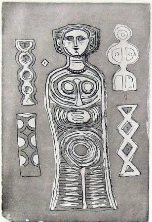 Офорт И Аквитанта Campigli - Idolo su fondo scuro