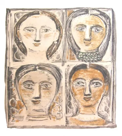 Литография Campigli - Quattro teste