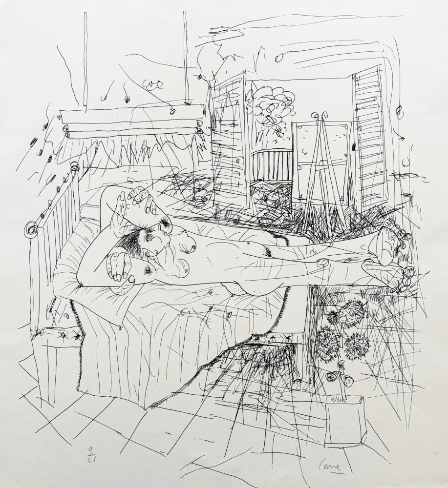 Литография Cane - Nu à l'atelier III