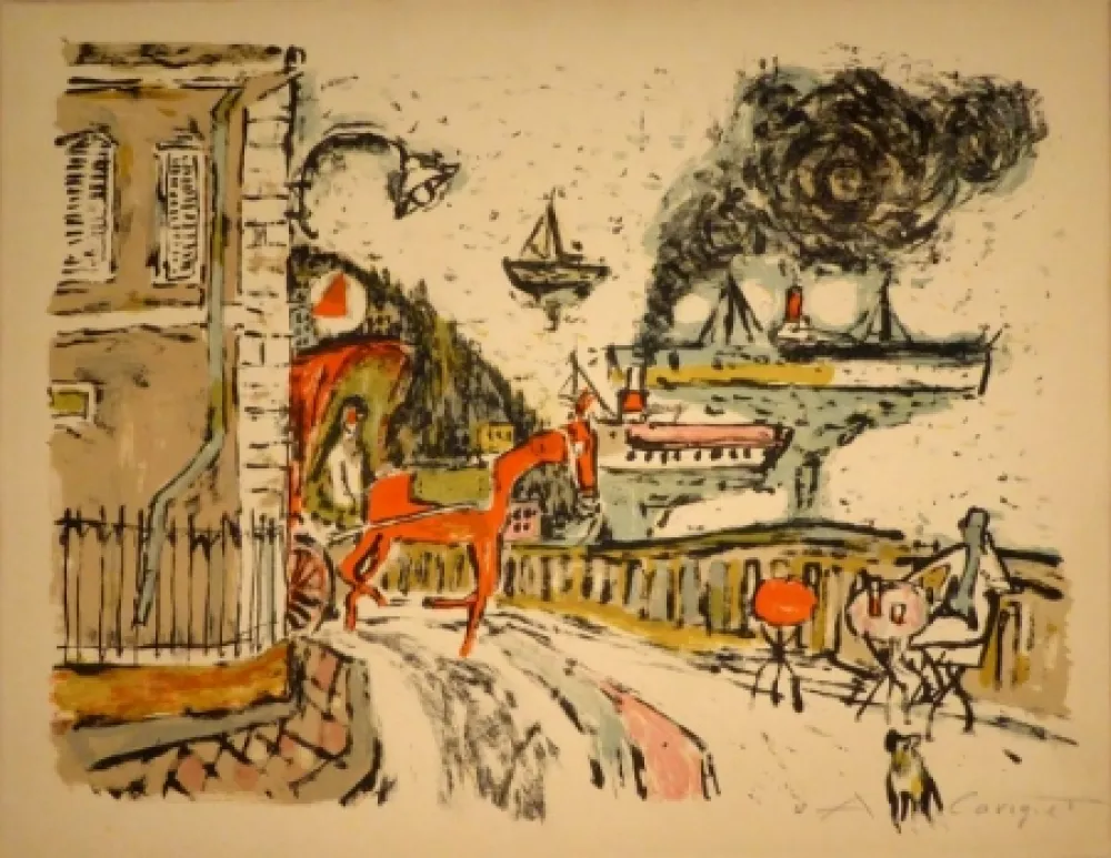 Литография Carigiet - Stadt am Meer