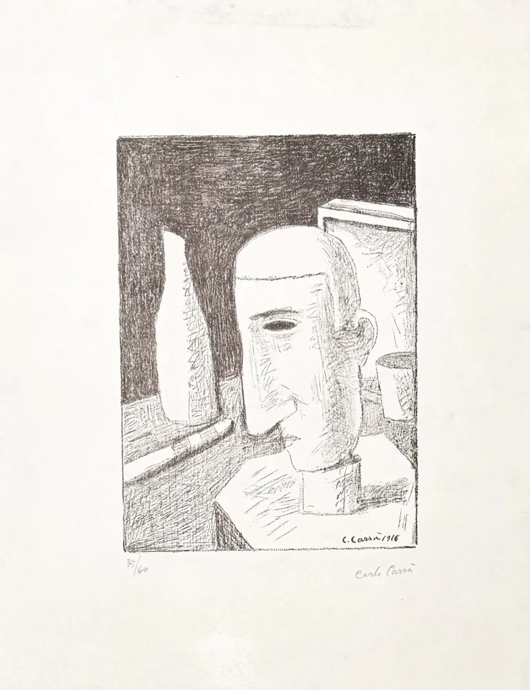 Литография Carra - Carlo Carrà (1881–1966) – Gentiluomo ubriaco – Zinc lithograph – 1949