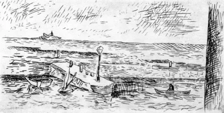 Офорт Carra - Il molo di Camogli