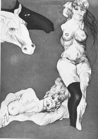 Офорт Carrera - Cavalli curiosi