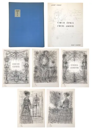 Иллюстрированная Книга Carzou - André VERDET Coeur épris, cruel amour. Pointes sèches originales de Jean Carzou