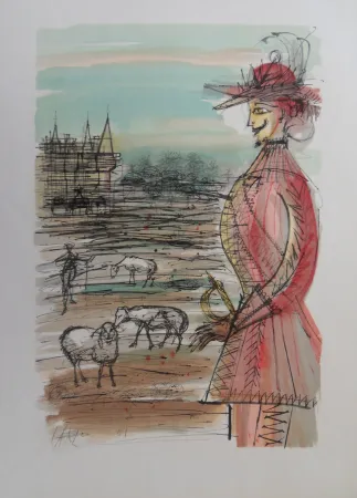 Гравюра Carzou - Le berger et ses mouton