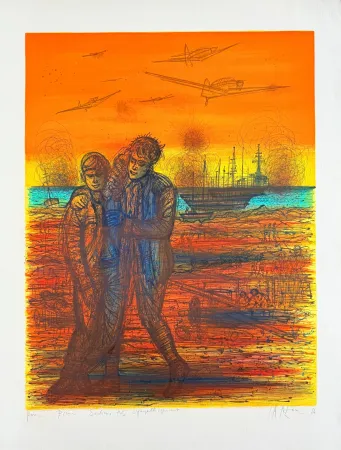 Литография Carzou - Le débarquement