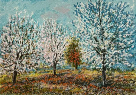 Сериграфия Cascella - Ciliegi in fiore