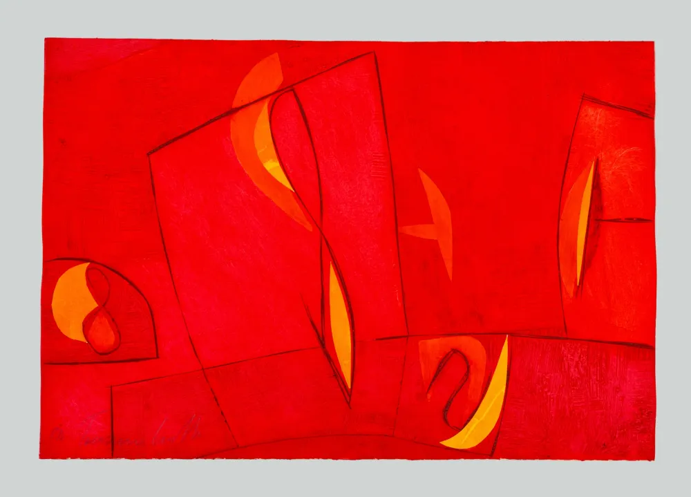 Офорт И Аквитанта Cascella - Composizione rossa