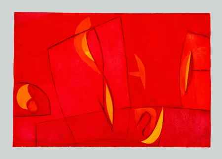 Офорт И Аквитанта Cascella - Composizione rossa