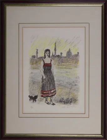 Литография Cascella - Firenze Ponte San Nicolò