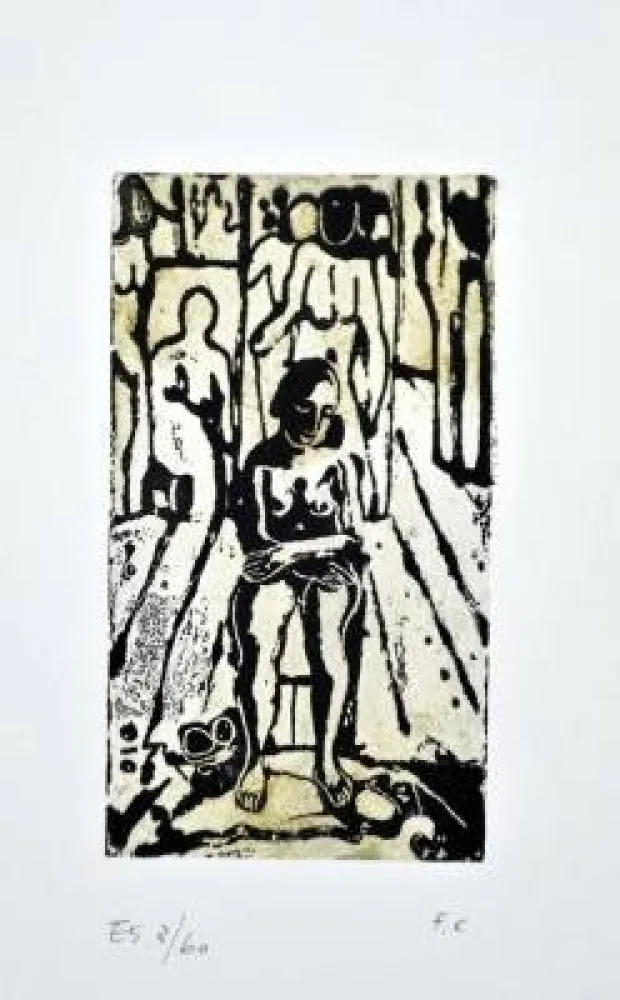 Линогравюра Casorati - Donna nella stanza