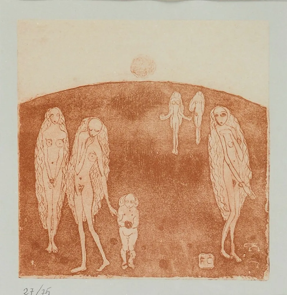 Офорт И Аквитанта Casorati - Primavera