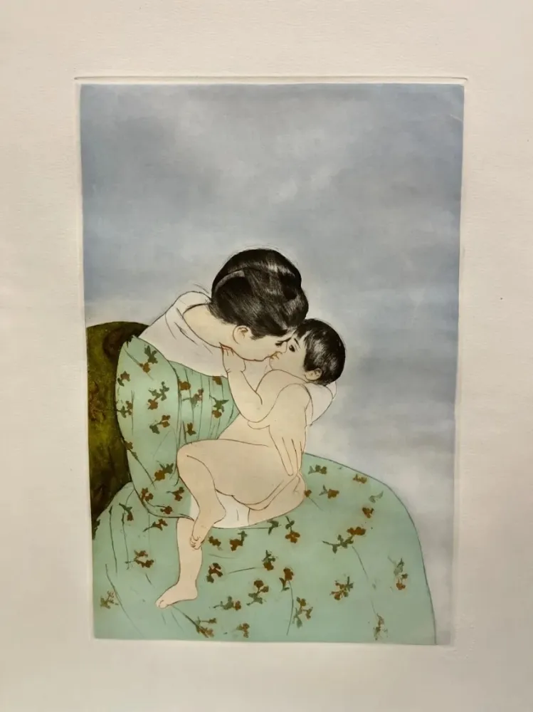 Гравюра Сухой Иглой Cassatt - Le baiser maternel