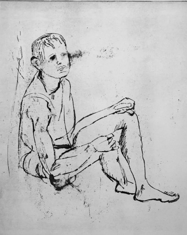 Офорт Cassinari - Ragazzo seduto