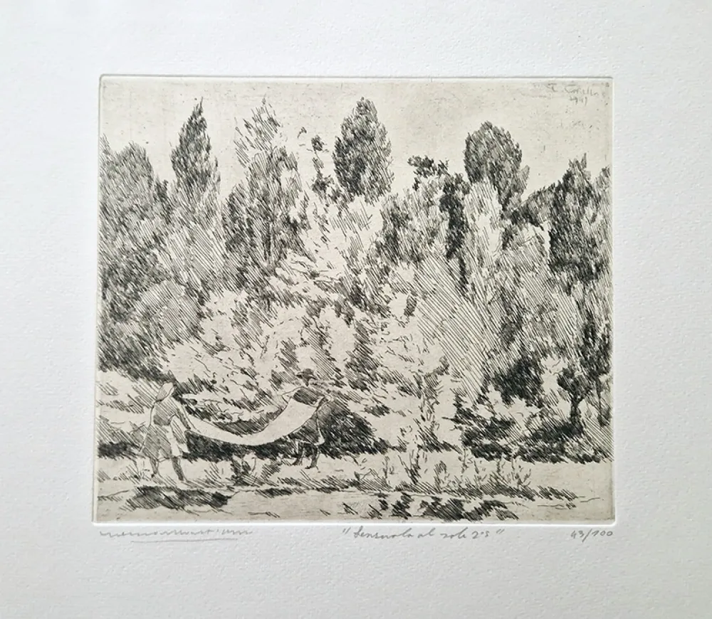 Офорт Castellani - Lenzuola al sole