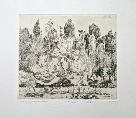 Офорт Castellani - Lenzuola al sole