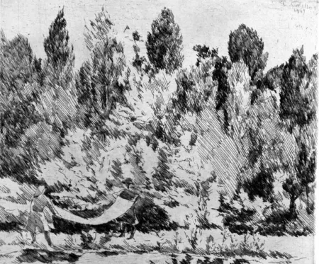 Офорт Castellani - Lenzuola al sole