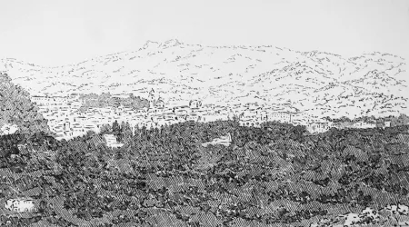 Офорт Castellani - Urbino visto dalle Cesane