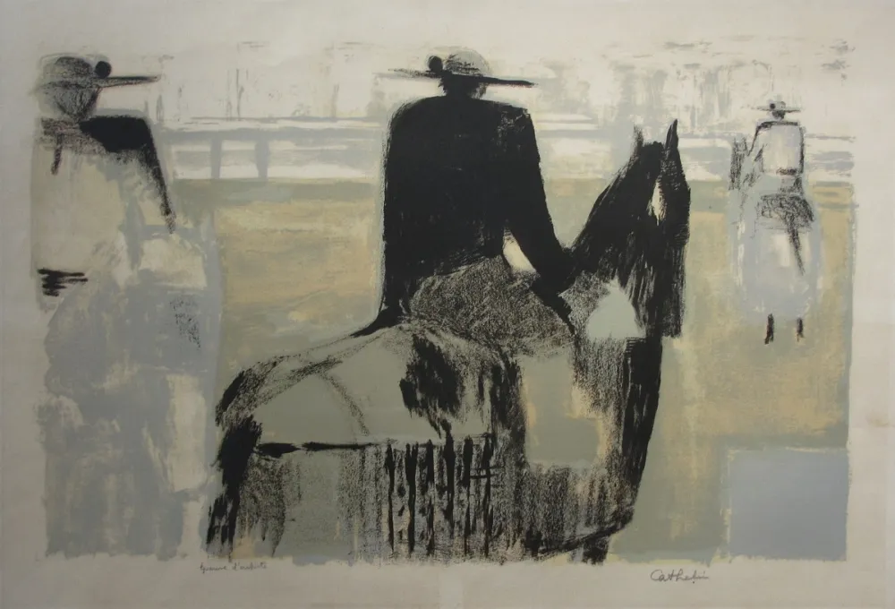 Литография Cathelin - Les picadors