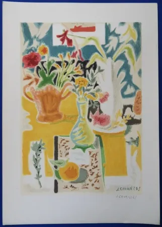 Литография Cavailles - Table fleurie