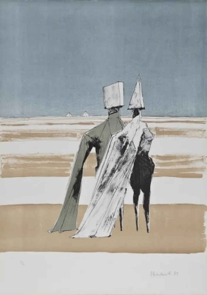 Литография Chadwick - Two figures in a landscape