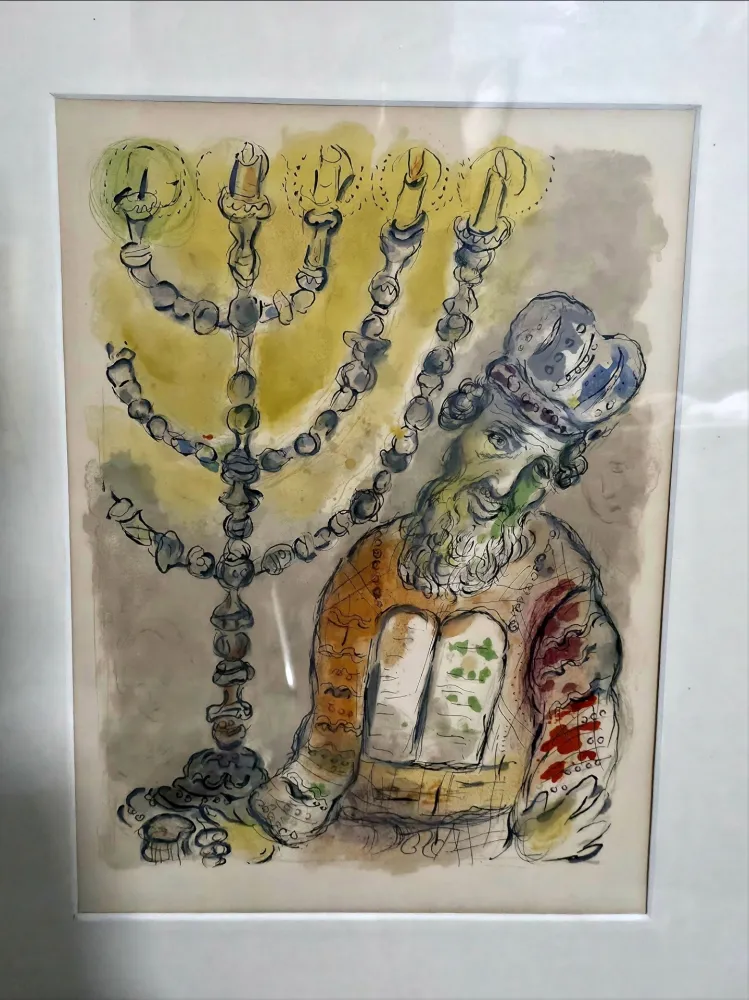 Литография Chagall - Aaron and the Seven Branched Lampstand Story of Exodus 1966
