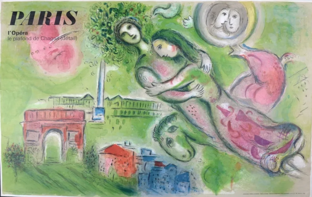 Литография Chagall (After) - Roméo et Juliette, Paris, l’Opéra, le plafond de Chagall (détail)