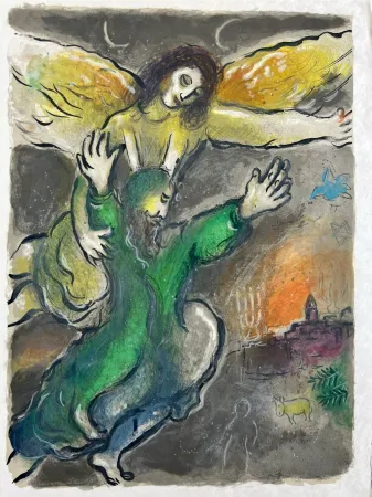 Литография Chagall - And Moses beheld all the worke, and beholde, they had done it as the Lorde had commanded; and Moses blessed them