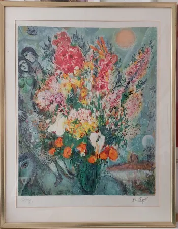 Литография Chagall - Bouquet illuminant le ciel 