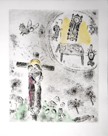 Офорт И Аквитанта Chagall - Celui qui dit les choses sans rien dire, 1976 - PLATE 20