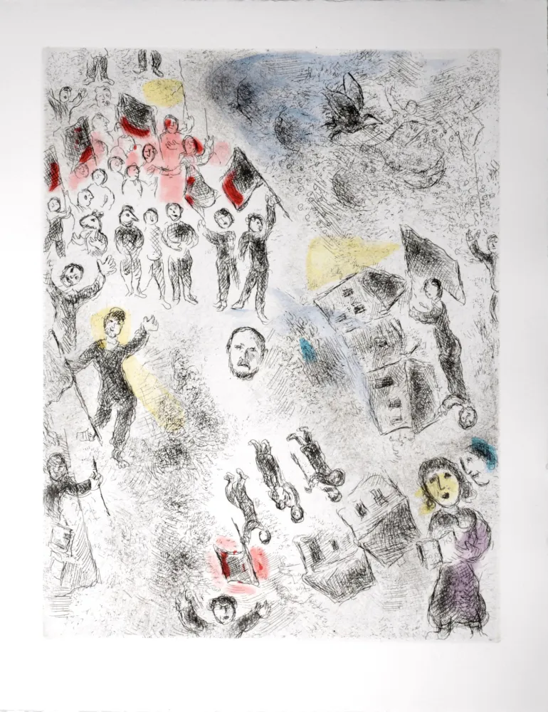 Офорт И Аквитанта Chagall - Celui qui dit les choses sans rien dire, 1976 - PLATE 5